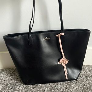 Kate Spade black tote with pink flower accent
